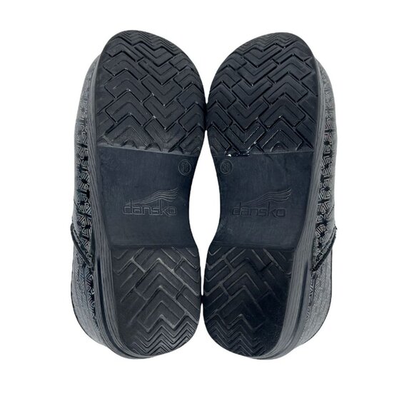 Dansko Patent Leather Clogs Metallic Silver & Black Mules Slip-Ons Size 38 - Picture 9 of 10